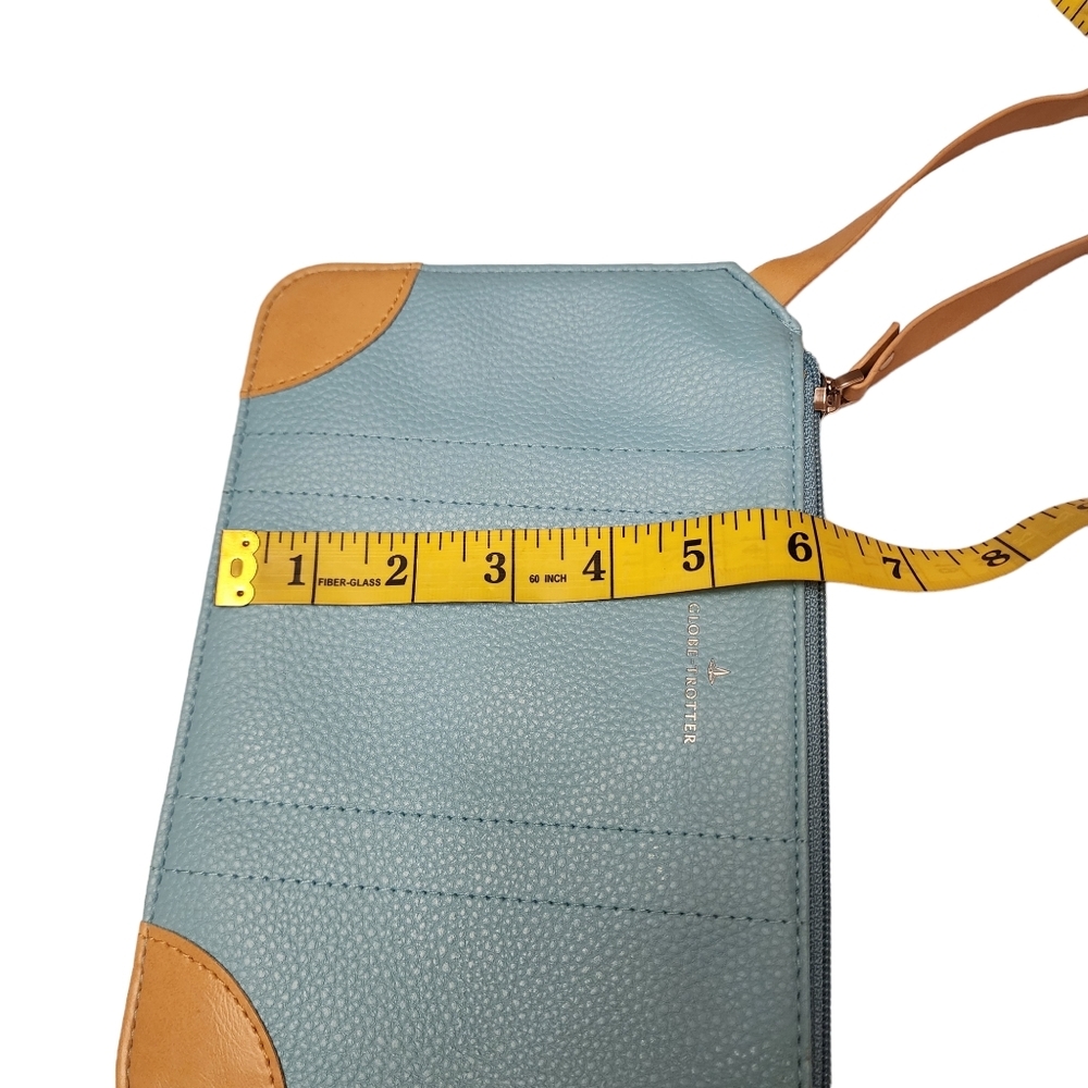 Globe Trotter Blue Leather Envelope Wristlet - Picture 9 of 10